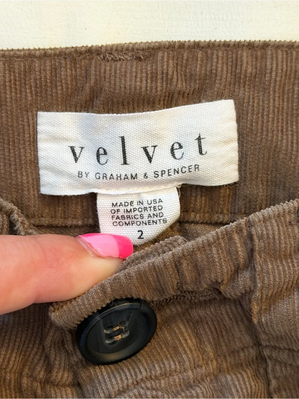 Velvet Vera Corduroy Cargo Style Pocket Pant Brown